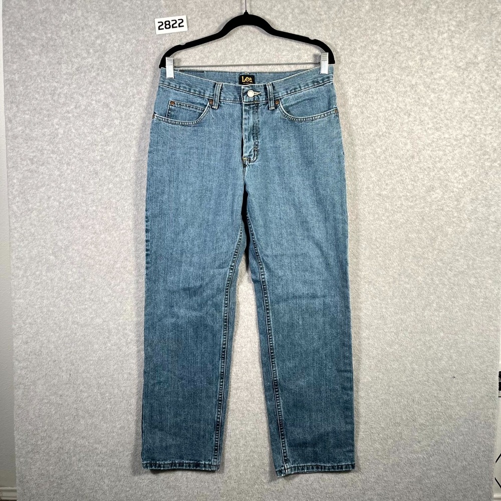 Lee Jeans‎ Mens 32x30 Blue Denim Cotton Medium Wash Relaxed Fit Straight Leg